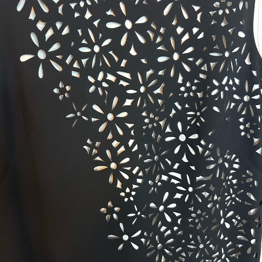 Calvin Klein Black Floral Laser Cut Sheath Dress - Picture 6 of 6